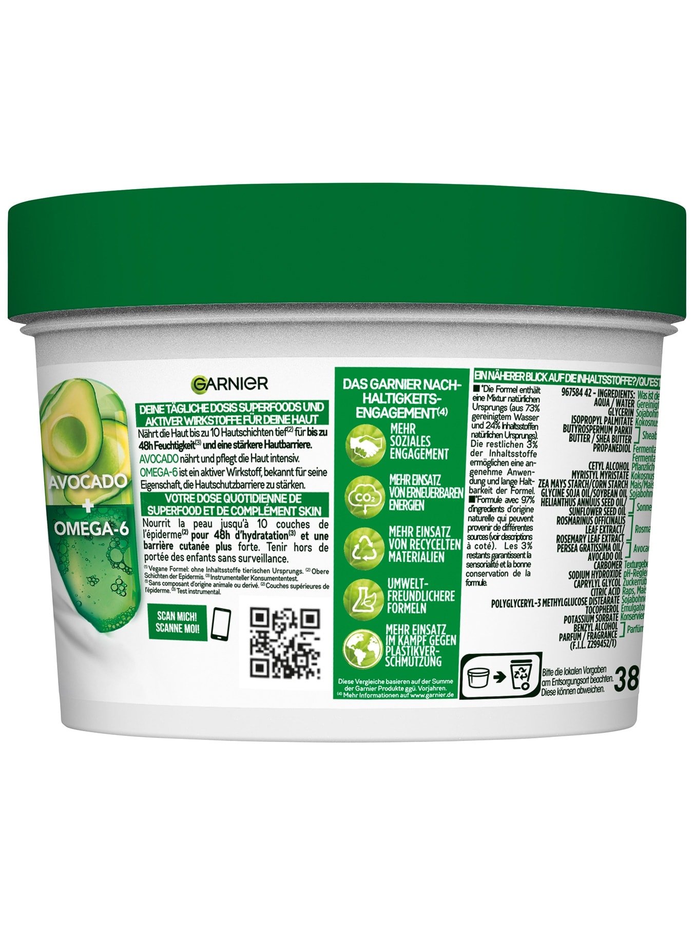 Body Superfood Körperpflege nährende Creme mit Avocado - Produkt Rückseite