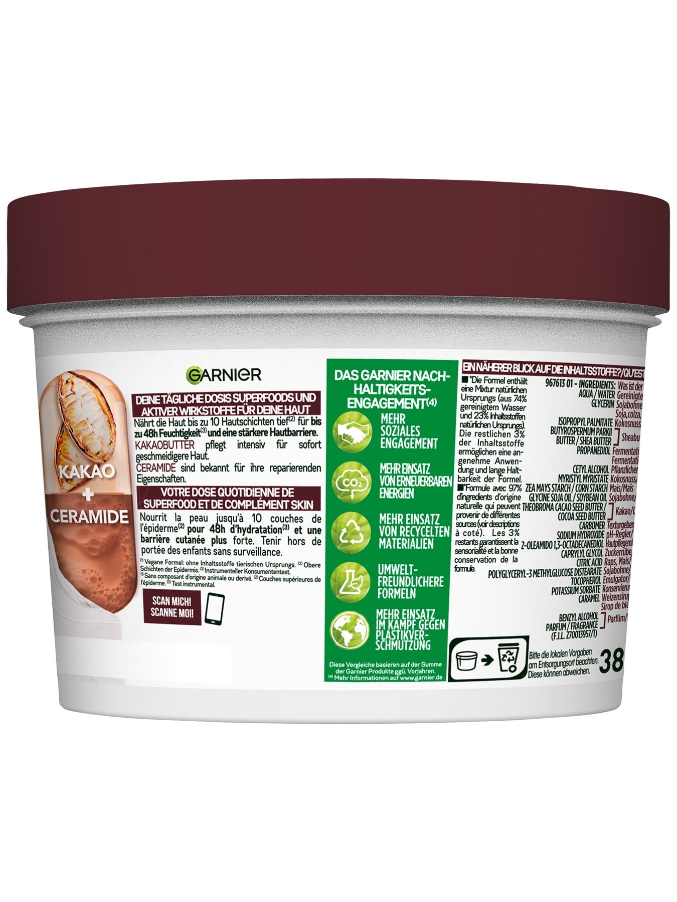 Body Superfood Körperpflege 48h reparierende Body Butter Kakao  - Produkt Rückseite
