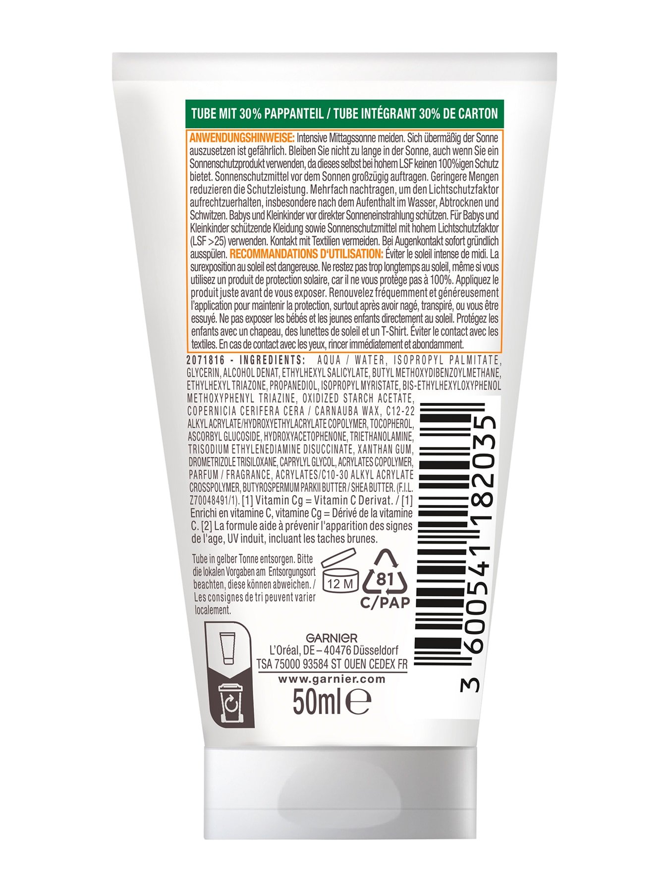 Produktabbildung Garnier Ambre Solaire Hydra Protect 24H LSF 30
