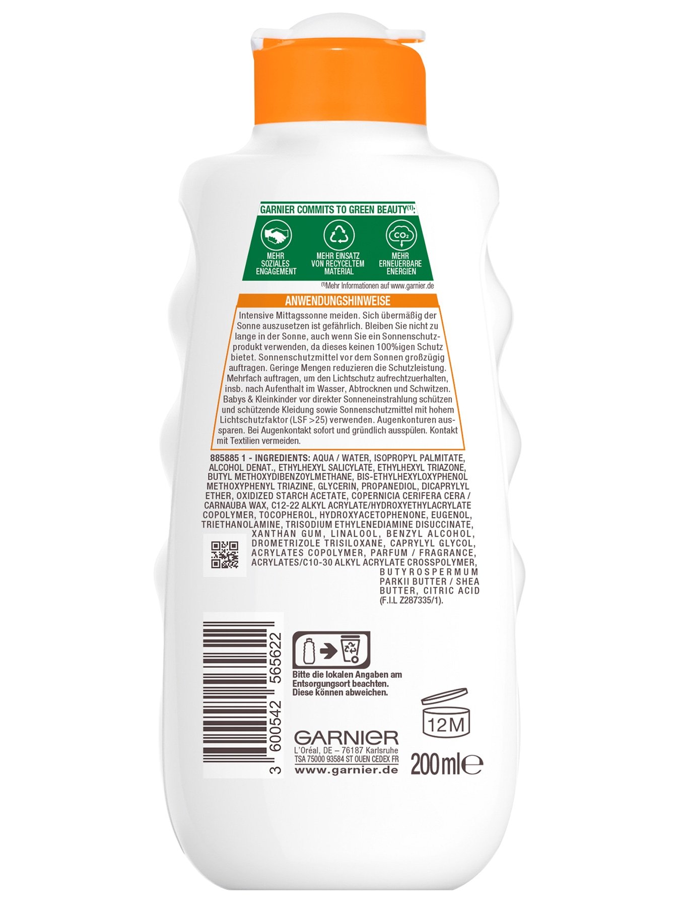 Ambre Solaire Hydra 24h Sonnenschutz-Milch LSF 50+ - Produkt Rückansicht
