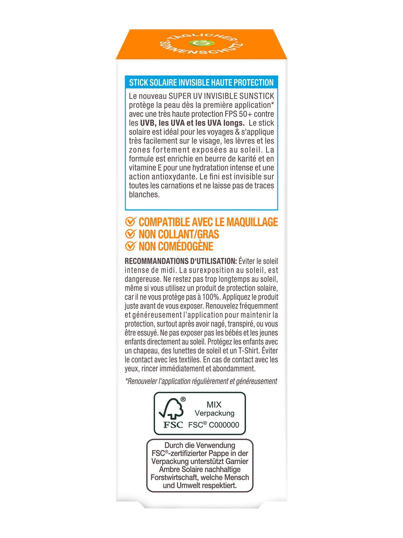 Produktabbildung Ambre Solaire Super UV Sunstick LSF 50+