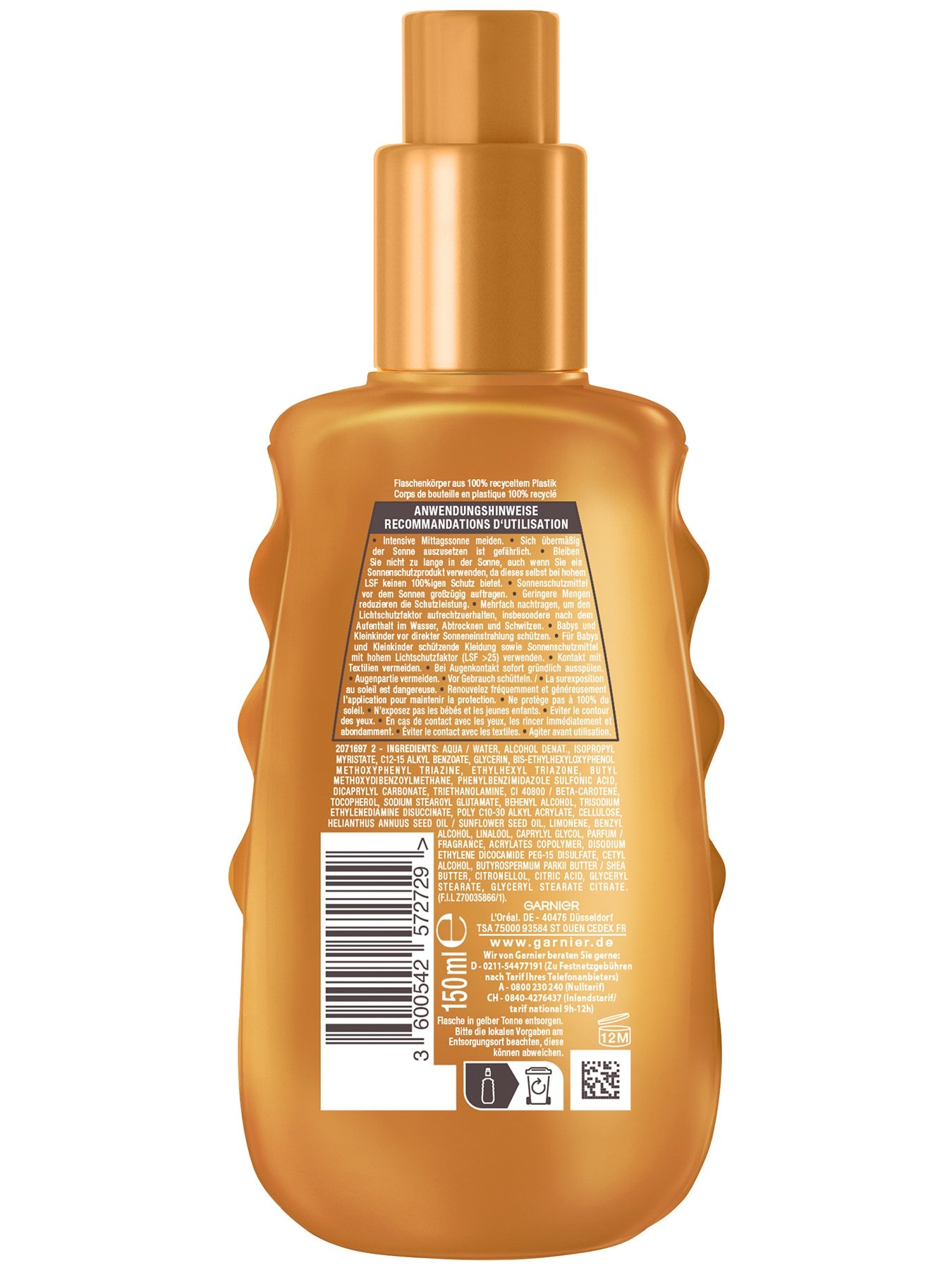 Ambre Solaire Ideal Bronze Sonnenschutzspray LSF 50 - Produkt Rückansicht