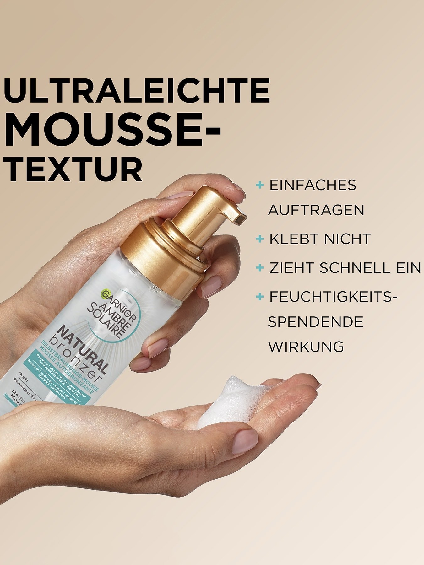 Garnier Natural Bronzer Selbstbräunungs-Mousse Textur