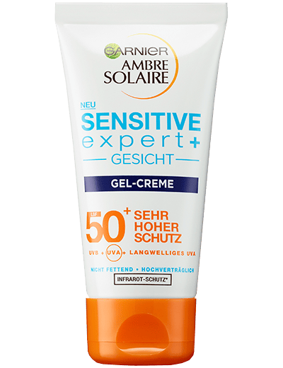 Ambre Solaire Sensitive expert+ Gesicht Gel-Creme LSF 50+ - Produktabbildung