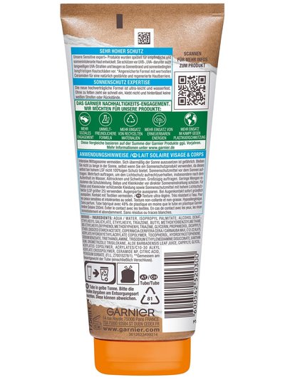 Ambre Solaire sensitive expert+ Sonnenschutz-Milch LSF 50+ - Produkt Rückansicht