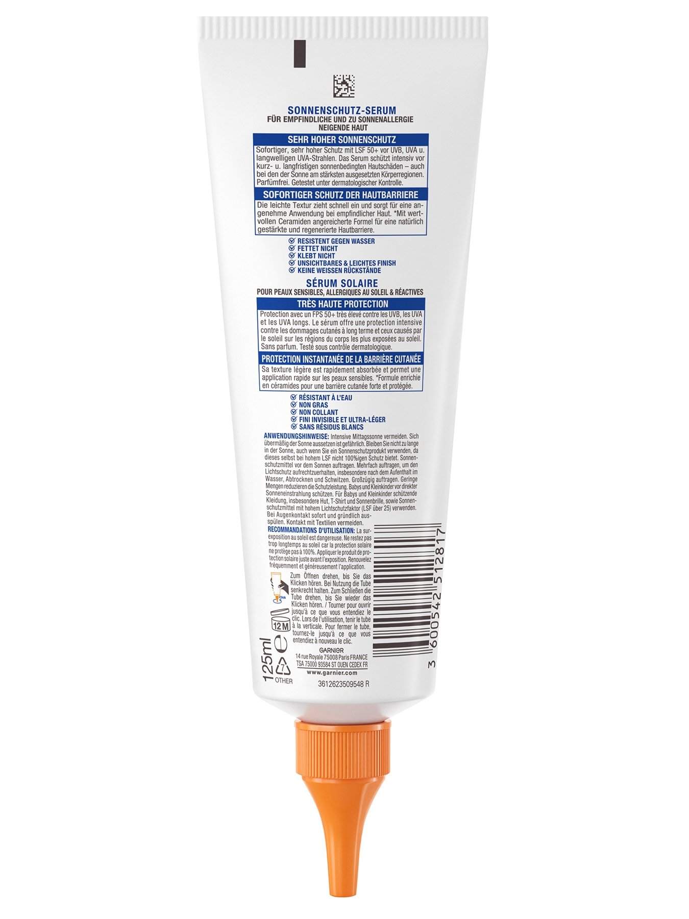 Ambre Solaire Sensitive Expert+ Sonnenschutz-Serum LSF 50+ - Produkt Rückanischt