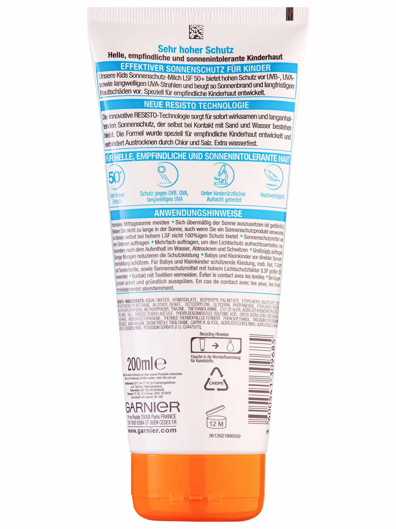 Sensitive Expert Plus Milch LSF 50 plus Rückseite