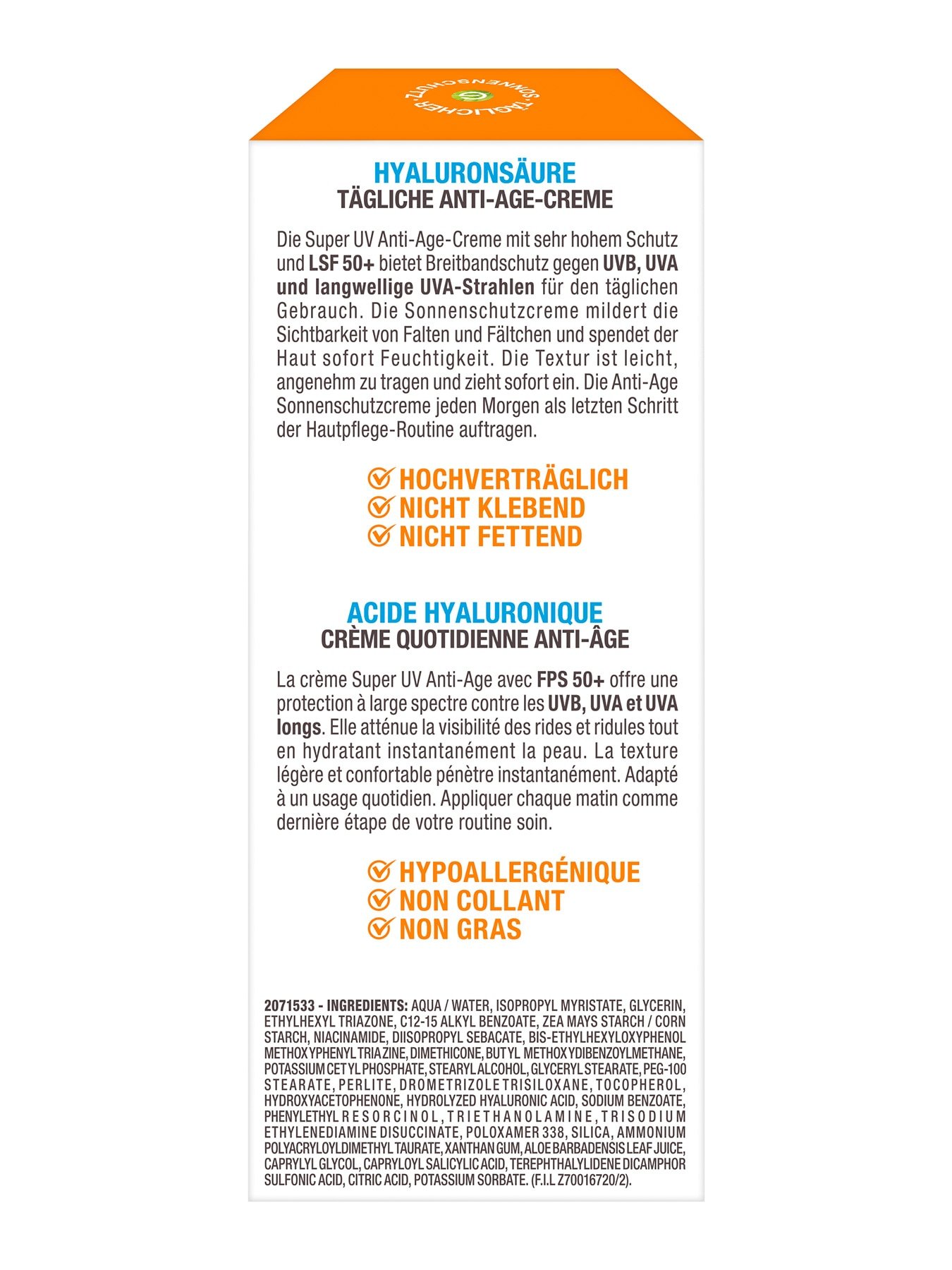 Produktabbildung Garnier Ambre Solaire Super UV LSF 50