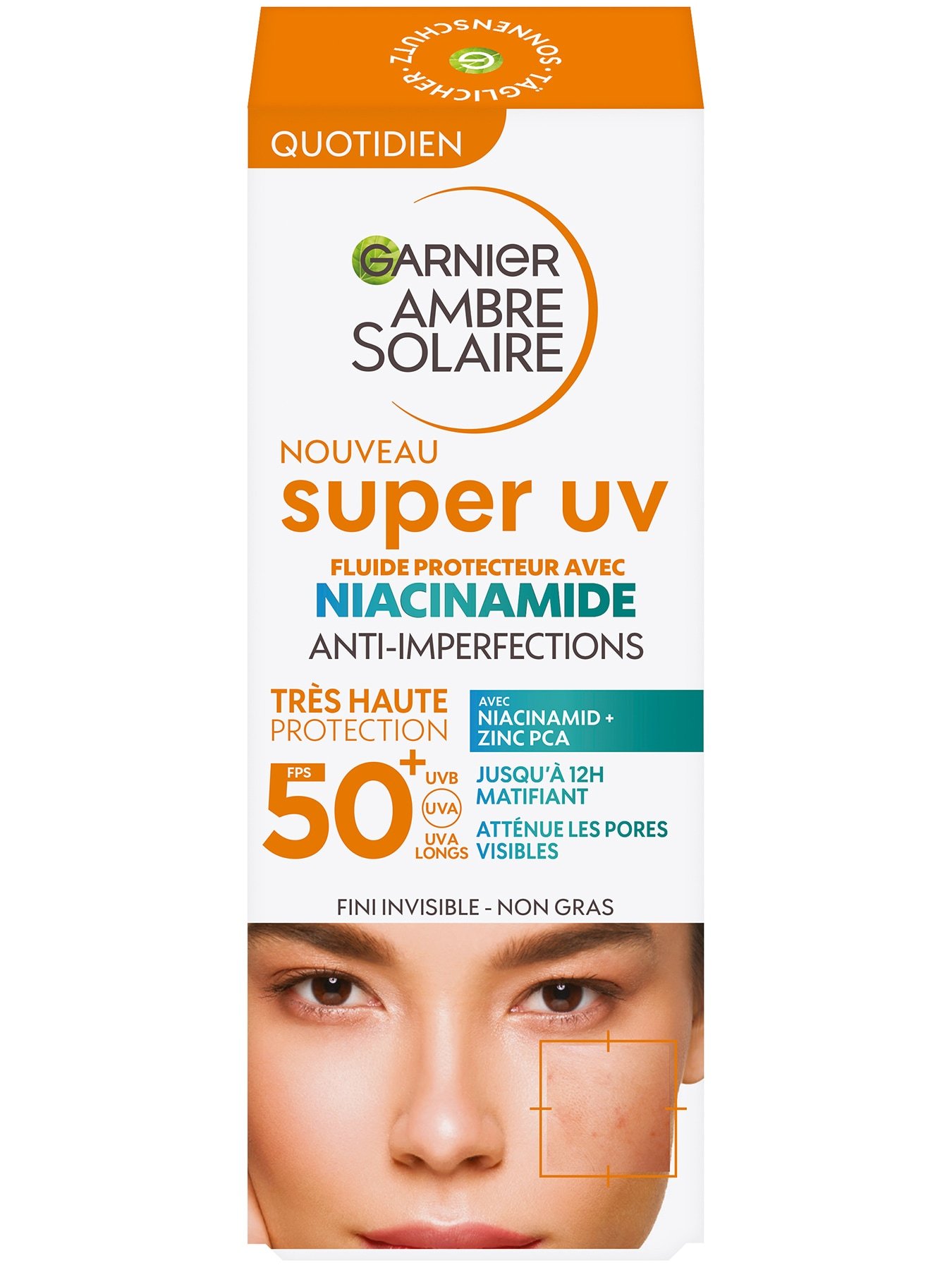 Ambre Solaire Super UV Sonnenschutzfluid mit Niacinamid LSF 50+ Produktbild
