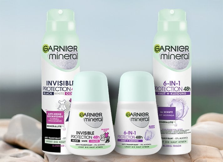 Garnier Deo Produke stehen nebeneinander