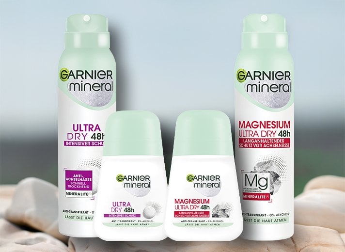 Garnier Deo Produke stehen nebeneinander