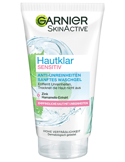 Garnier Hautklar Sensitiv Waschgel Produktverpackung vorne