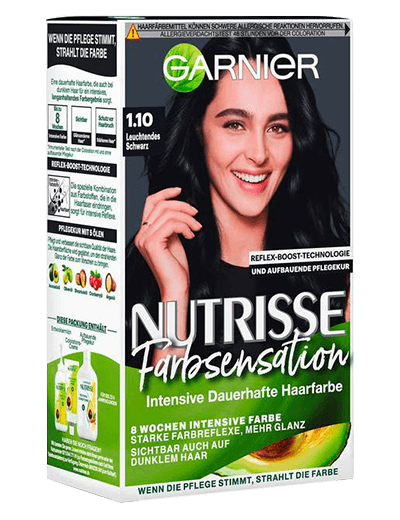 Garnier Nutrisse Farbsensation 1-10 Leuchtendes Schwarz Verpackung Vorderseite