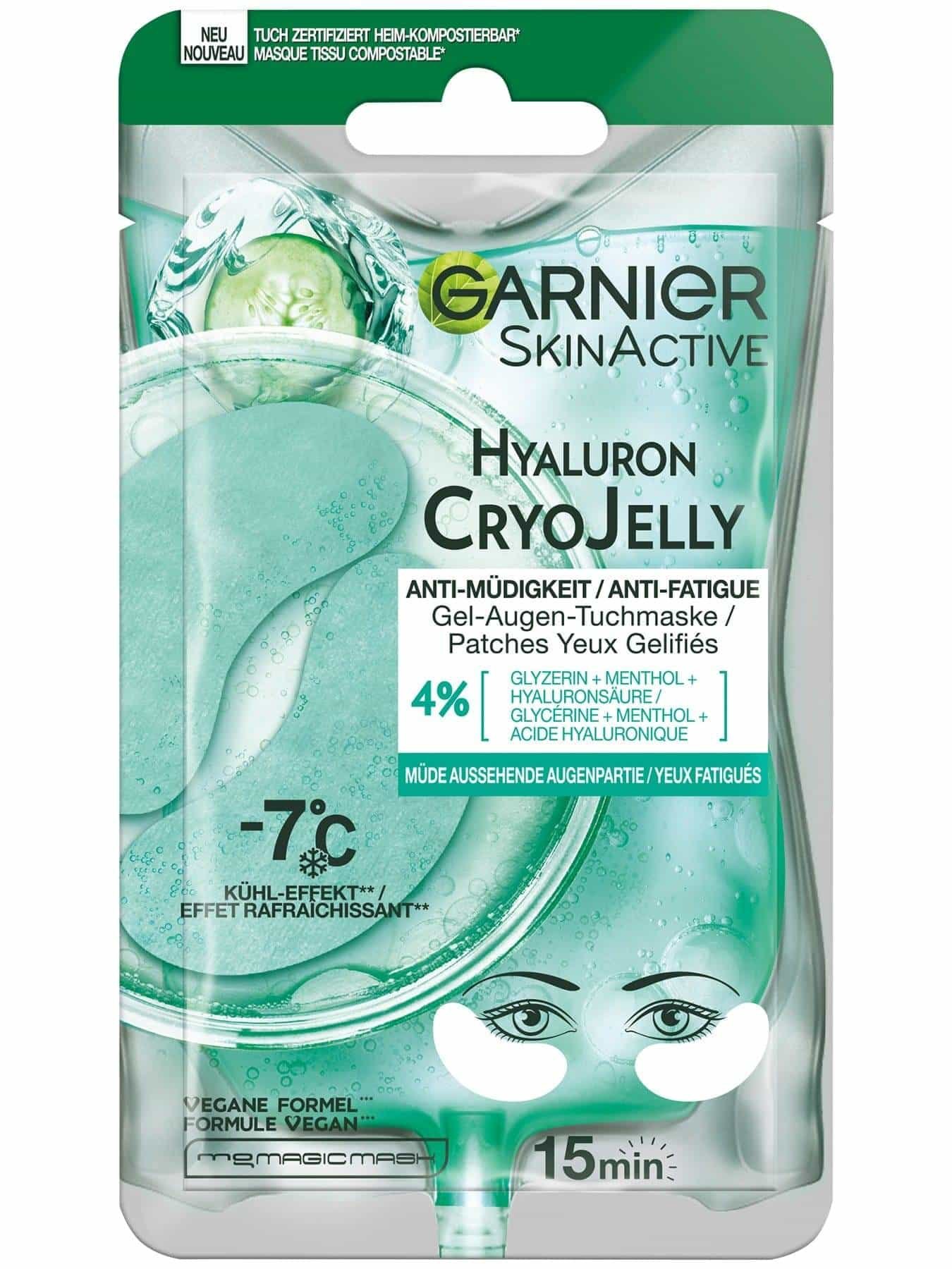 Garnier SkinActive Hyaluron Cyro Jelly Augenpads Verpackung vorne