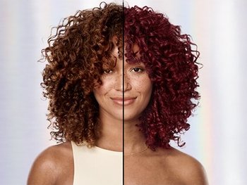 Vorher-Nachher-Vergleich zwischen der natürlichen und der virtuellen Haarfarbe